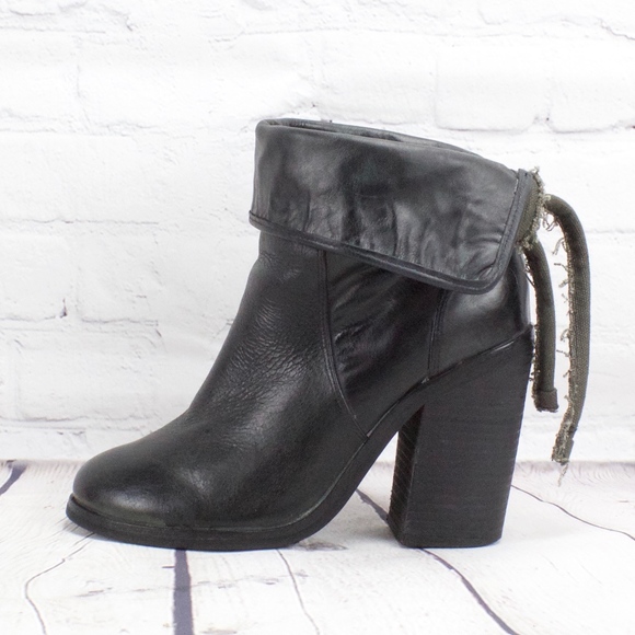 Kensie Shoes - Kensie Black Leather Block Heel Ankle Boots Size 7